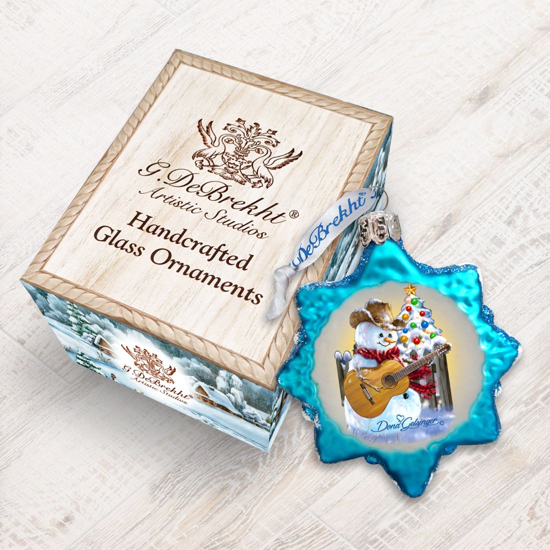 Guitar Snowman Mercury Glass Ornament by D. Gelsinger - Christmas Santa Snowman Decor - 778103-1531