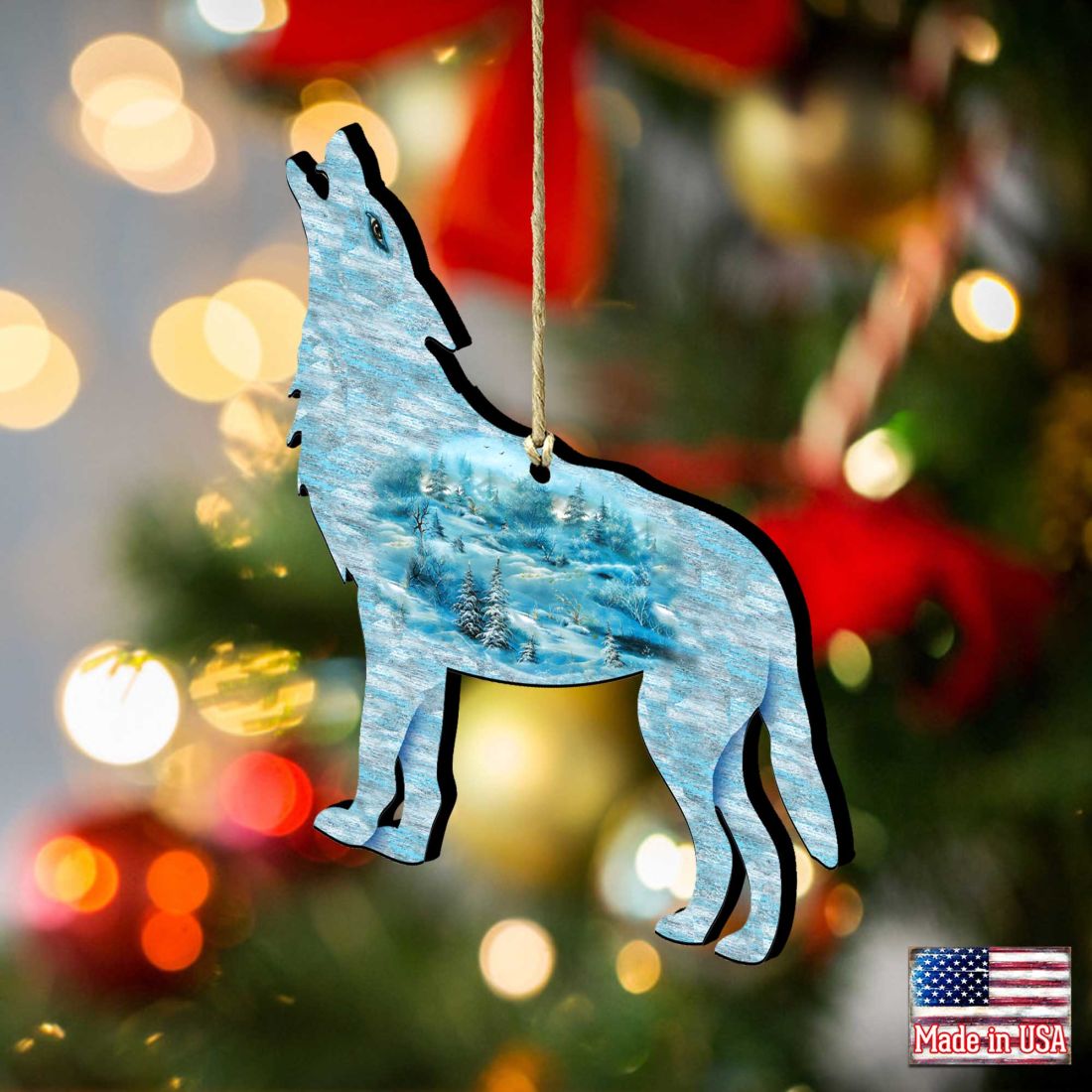 Winter Wolves Christmas Wooden Ornaments by G. DeBrekht - Wildlife Holiday Decor - 8198227