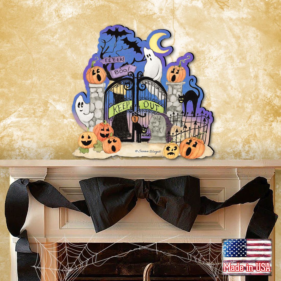 Halloween Scene Door Decor by Susan Winget - Thanksgiving Themed Halloween Decor - 8471205H-SW