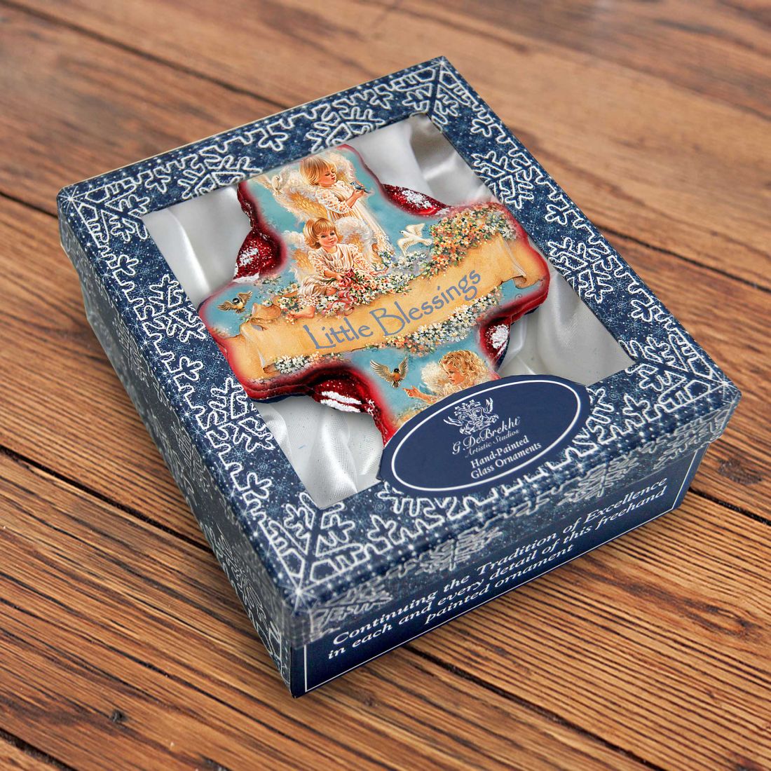 Little Blessings Icon Cross Glass Ornament by D. Gelsinger - Nativity Holiday Decor - 758-023-DG