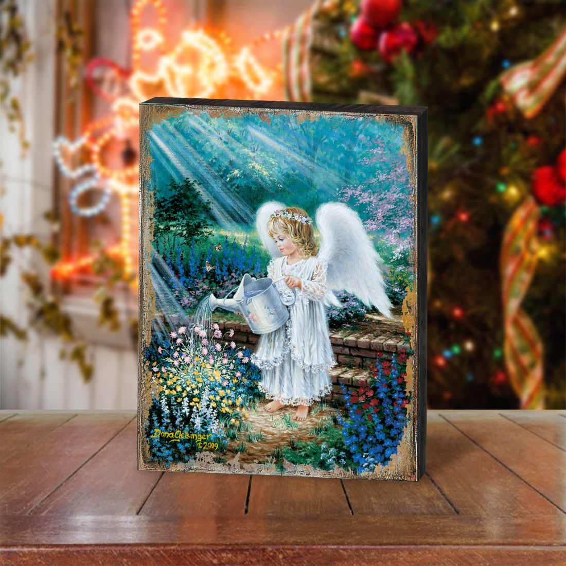 An Angel's Gift Wooden Wall Art by D. Gelsinger - Nativity Holiday Decor - 95661B-9708