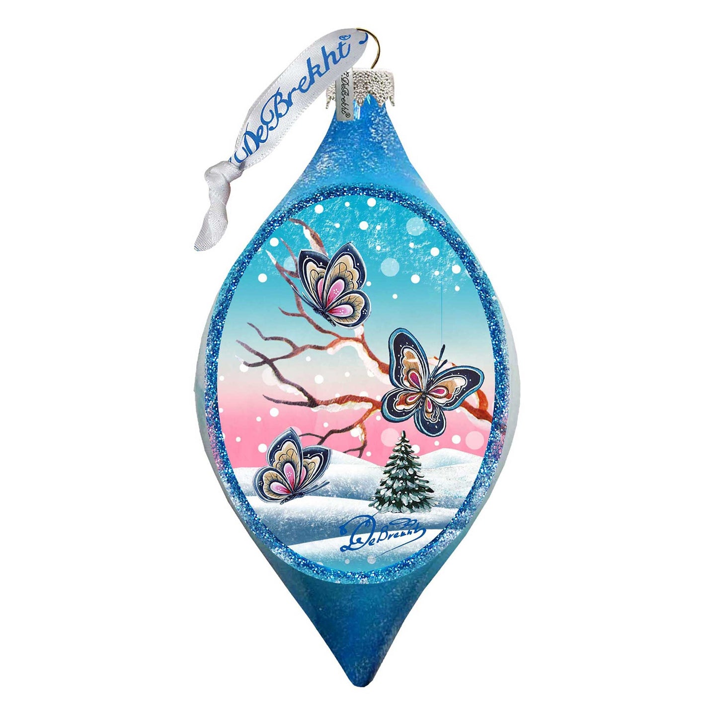 Butterfly Drop Glass Ornament by G. DeBrekht - Wildlife Holiday Decor - 74172