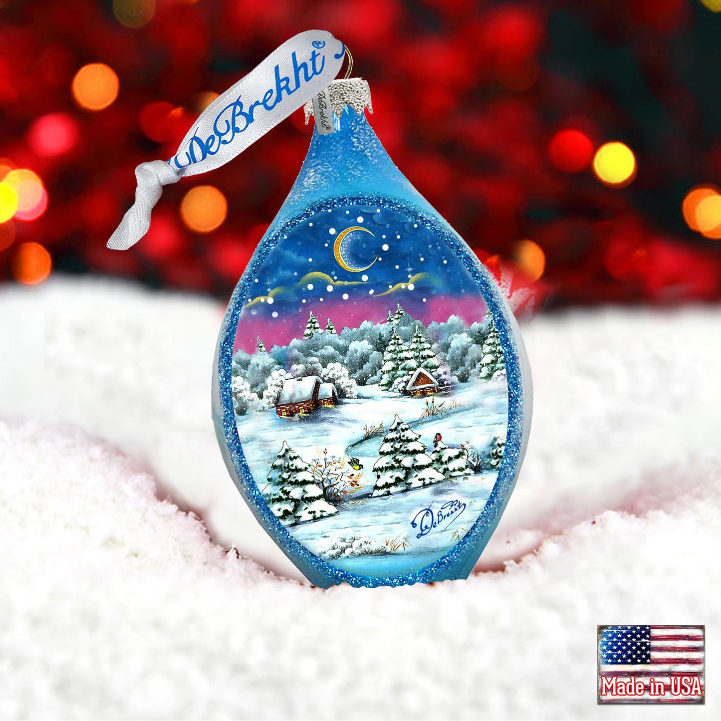 Christmas Night Glass Ornament by G. DeBrekht - 757-081