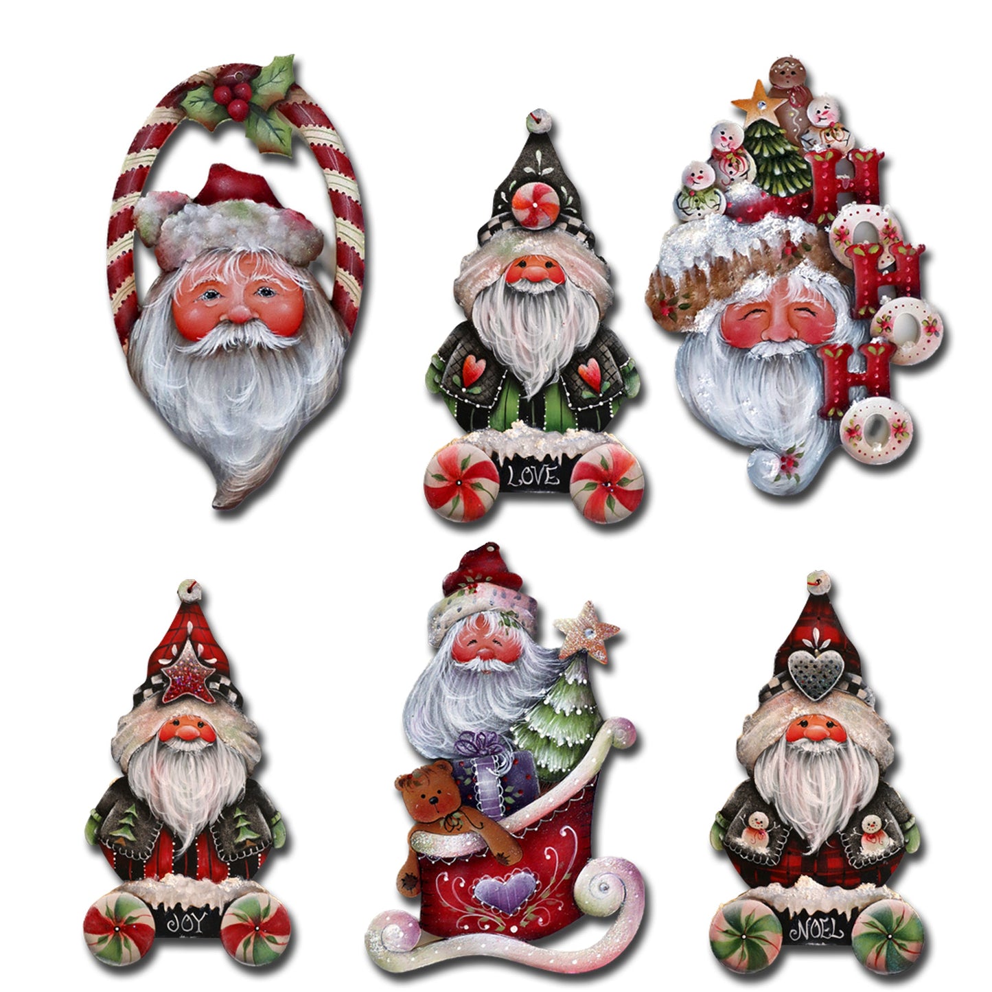 Magical Baby Santa Decorative Wooden Magnets Set of 6 by Jamie Mills-Price - Christmas Santa Snowman Décor - 8090051G-S6