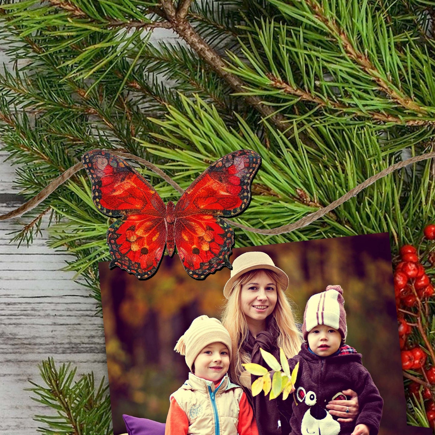 Summer Butterfly Decorative Wooden Clip-on Ornaments of 6 by G. Debrekht - Christmas Decor - 8090012-2C-S6