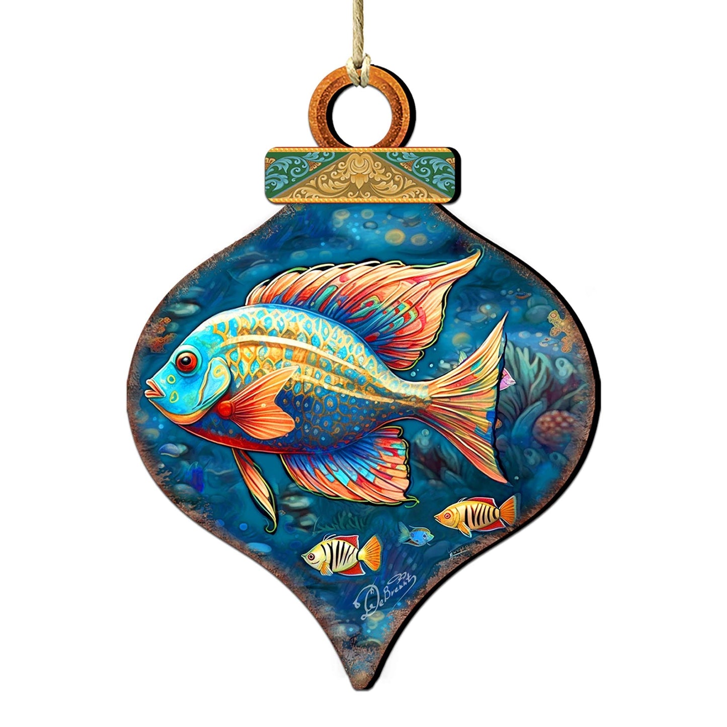 Holiday Coastal Ornaments - Exotic Fish Wooden Ornaments by G. Debrekht Coastal Holiday Decor - 8688179