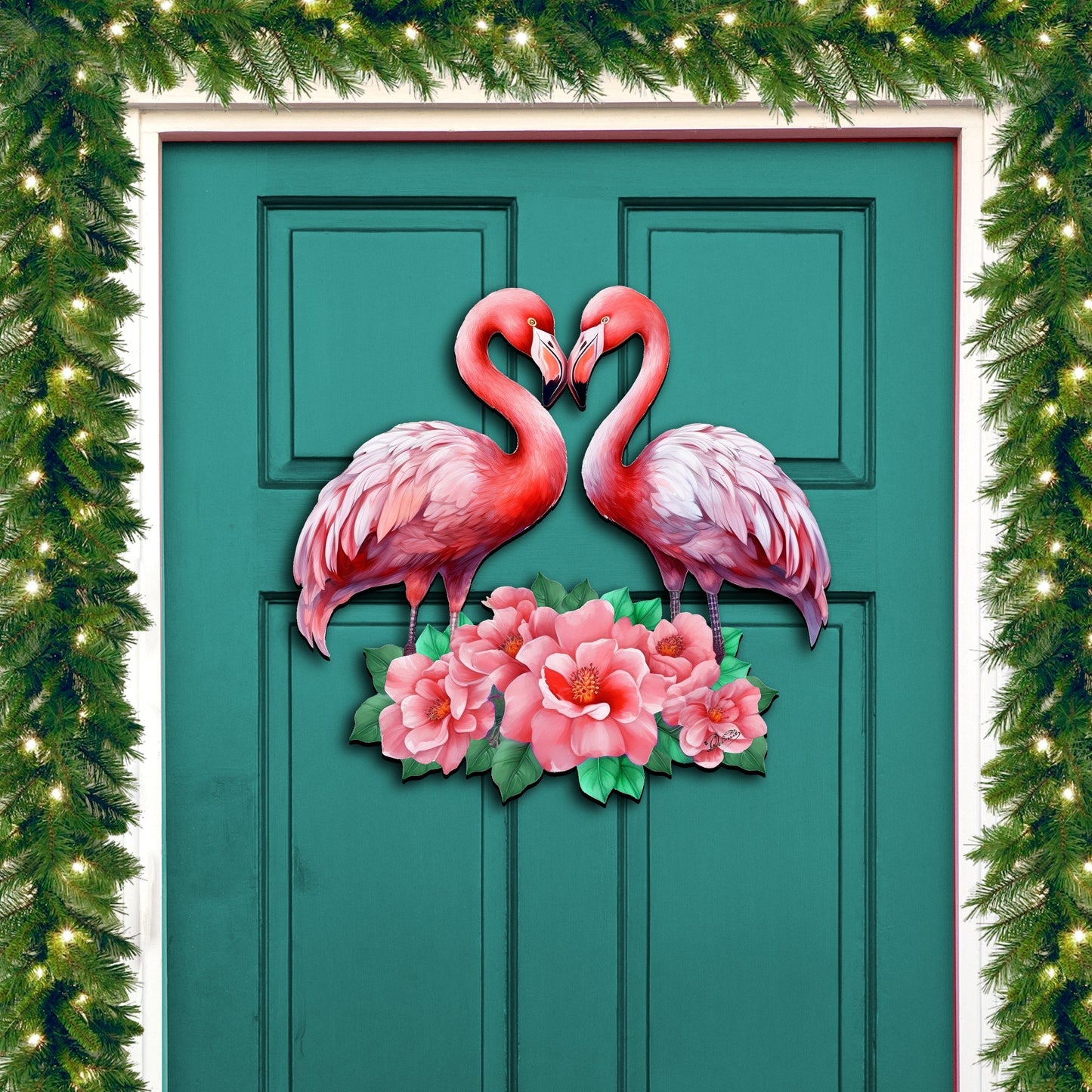 Flamingos Love Holiday Door Decor by G. Debrekht - Love Kids Family Decor - 8611039H
