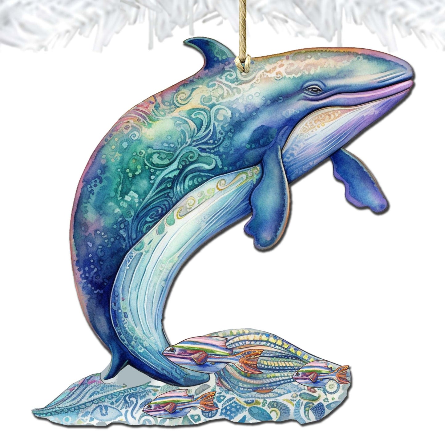 Alaskan Fairy Whale Wooden Ornaments by G.Debrekht - Wildlife Holiday Decor - 8710107-3