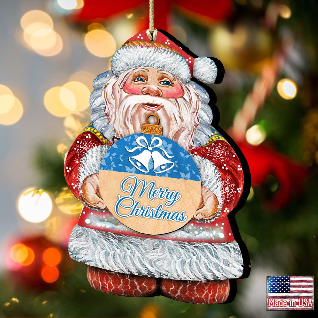 Merry Christmas Wooden Ornaments by G. DeBrekht - Christmas Santa Snowman Decor - 8117810-MC