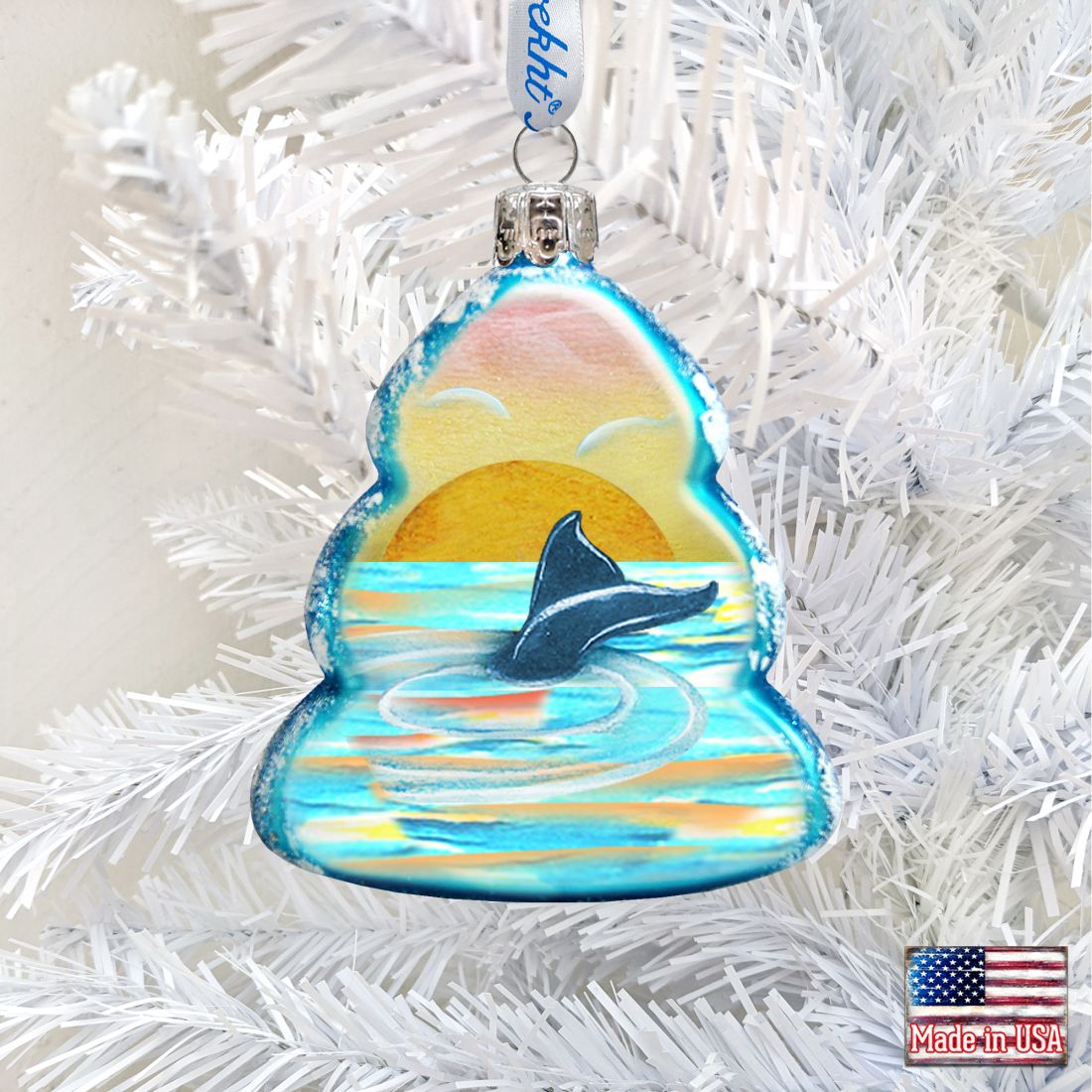 Whale Tail Mercury Glass Ornament by G. DeBrekht - Coastal Holiday Decor - 776276
