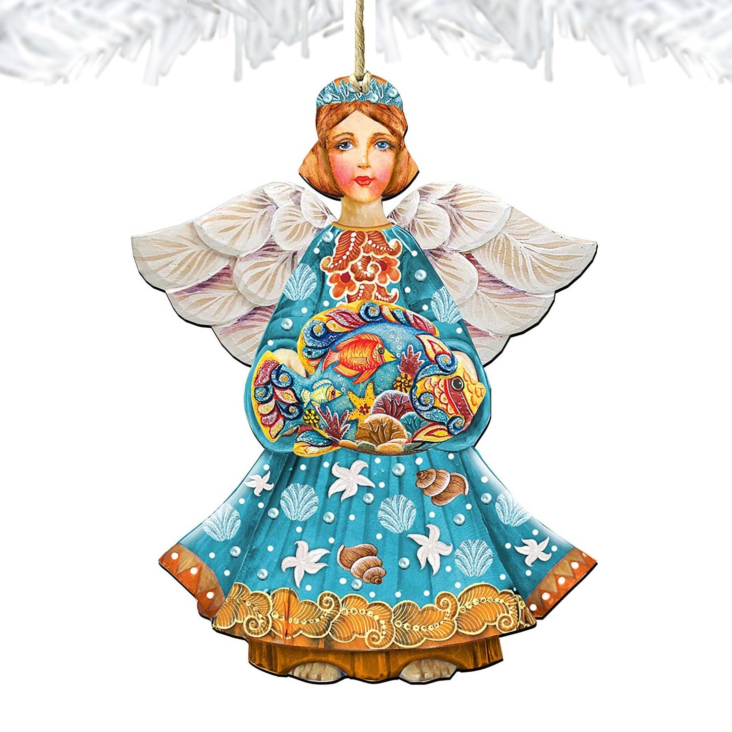 Guardian of The Sea Angel Wooden Ornaments by G. DeBrekht - Coastal Holiday Decor - 8152724