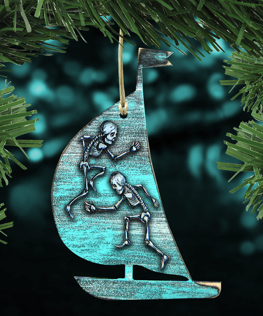 Halloween Skeletons Sailboat Wooden Ornaments - Thanksgiving Halloween Decor - 8199524-2