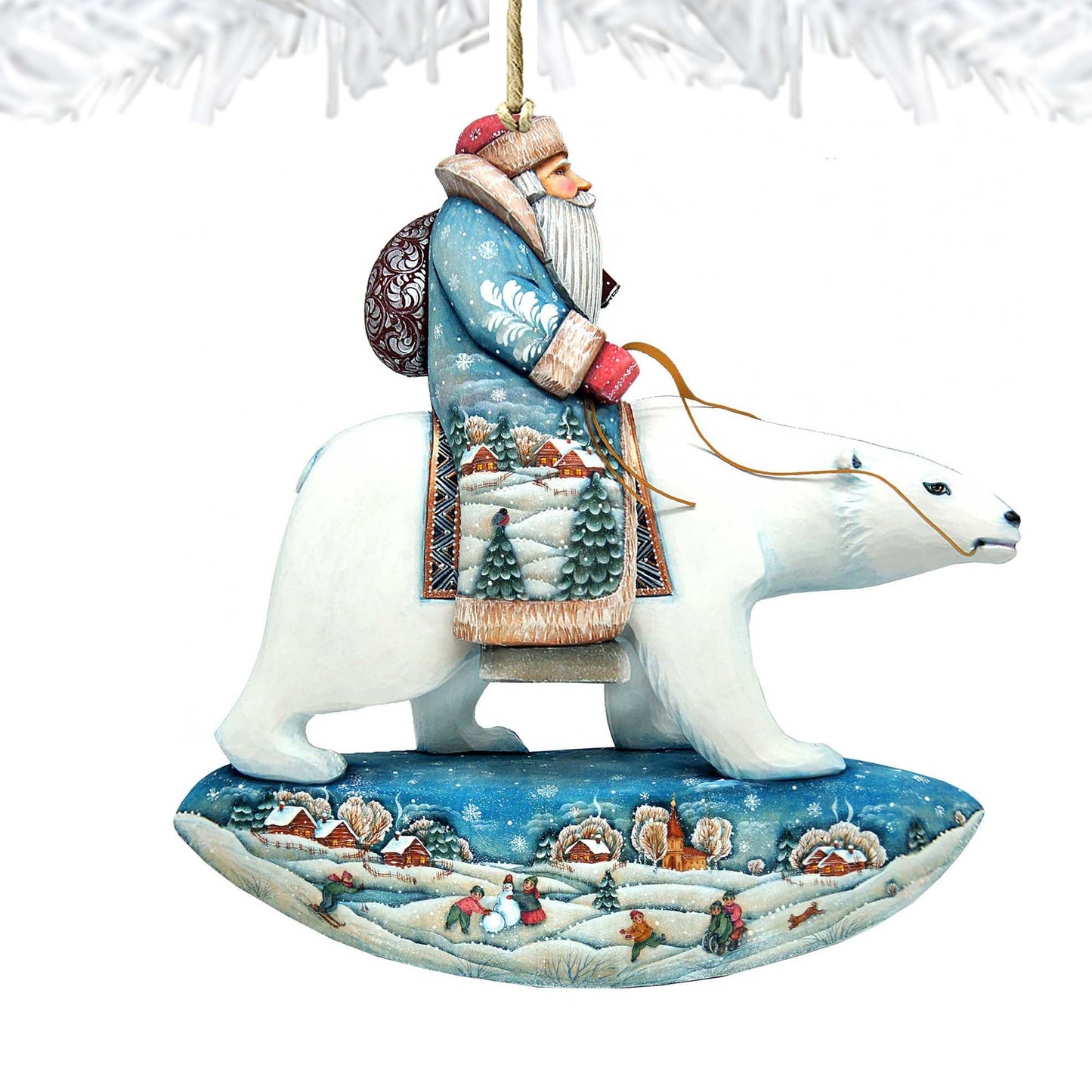 Santa Polar Bear Wooden Ornaments by G. DeBrekht - Christmas Santa Snowman Decor - 8116382