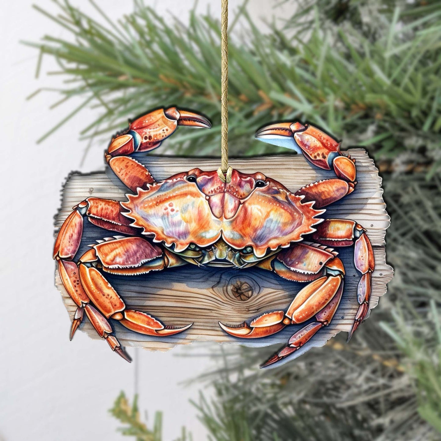 Alaskan Crab Wooden Ornaments by G.Debrekht - Wildlife Holiday Decor - 8710121-1