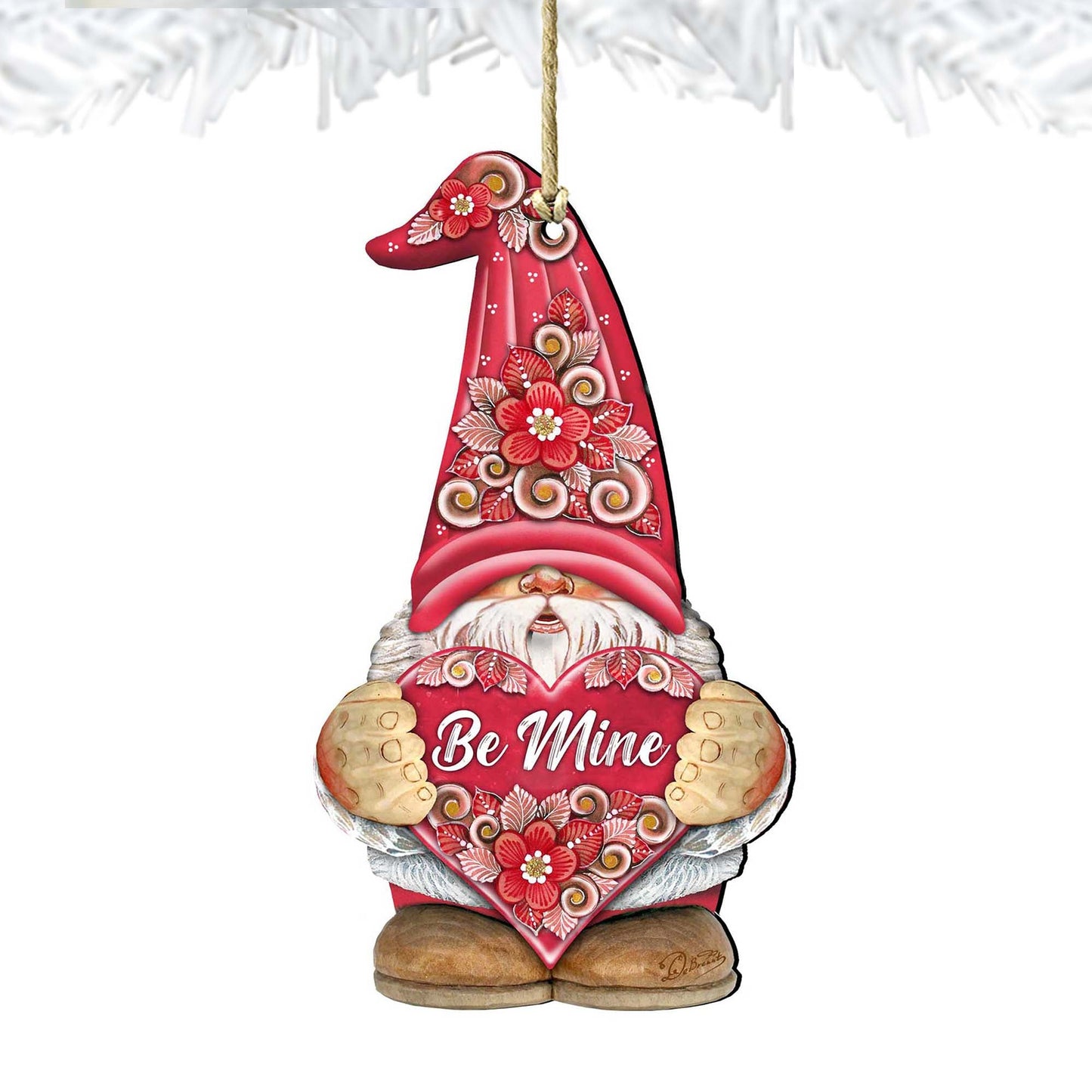Be Mine Gnome Wooden Ornaments by G.DeBrekht - Love Family Kids Decor - 8611019-S2