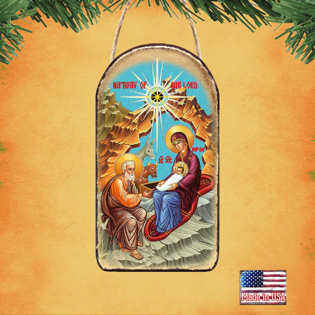 Orthodox Nativity Religious Christian Sacred Icon Ornament - Inspirational Icon Decor - 87052