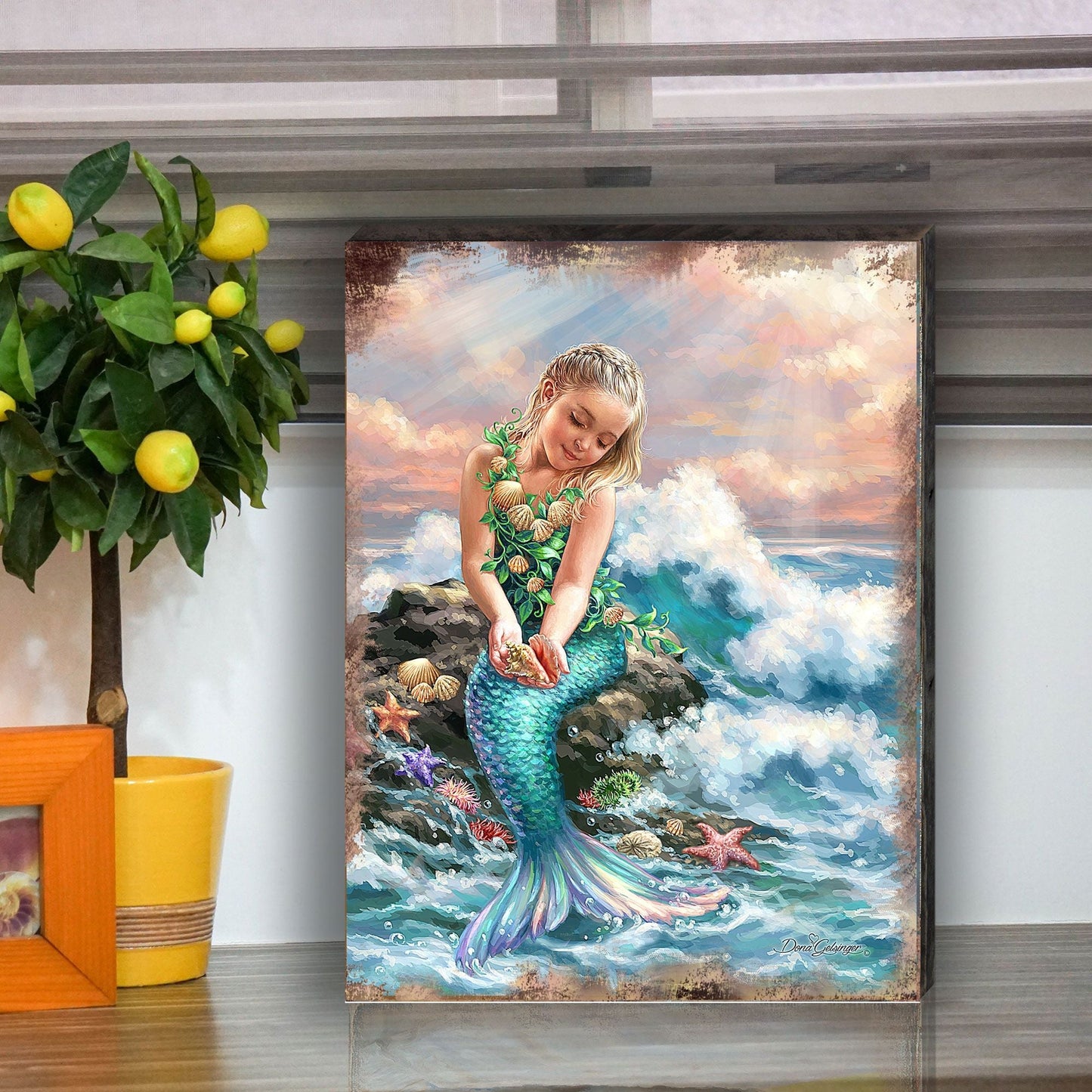 Princess of The Sea Wooden Coastal Wall Art by D. Gelsinger - Coastal Holiday Decor - 95652B-1611
