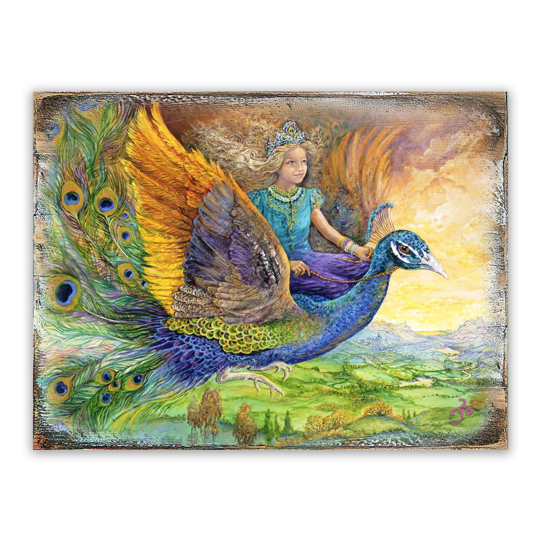 Peacock Princess Fantasy Wooden Wall Art by Josephine Wall - Fantasy Decor - 852138-JW