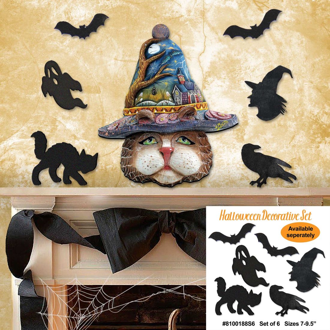 Halloween Eve Cat Halloween Door Decor by G. DeBrekht - Thanksgiving Halloween Decor - 8161039H