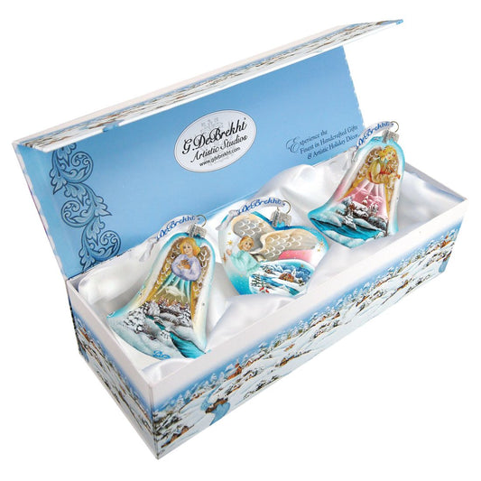 Angels Glass Ornament Set of 3 by G. DeBrekht - Nativity Holiday Decor - 73160-B3