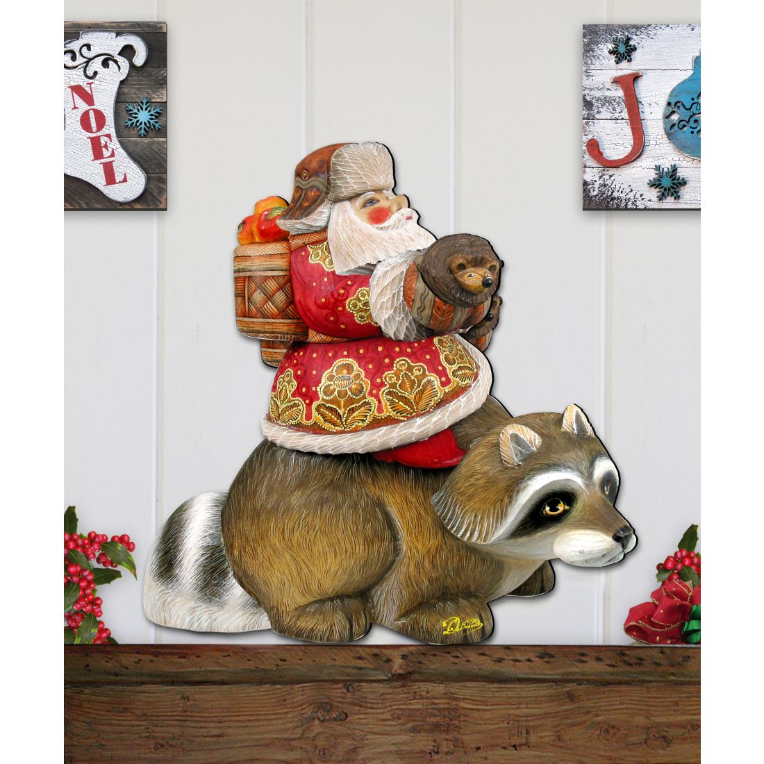 Raccoon Santa Christmas Door Decor by G. DeBrekht - Christmas Santa Snowman Decor - 8121636H