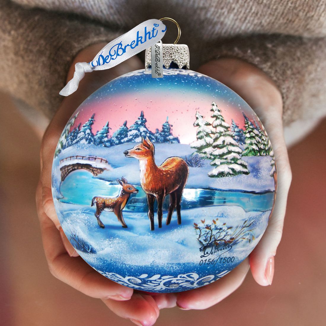 Snowy Night Ball Glass Ornament Limited Edition by G. DeBrekht - Christmas Decor - 73847