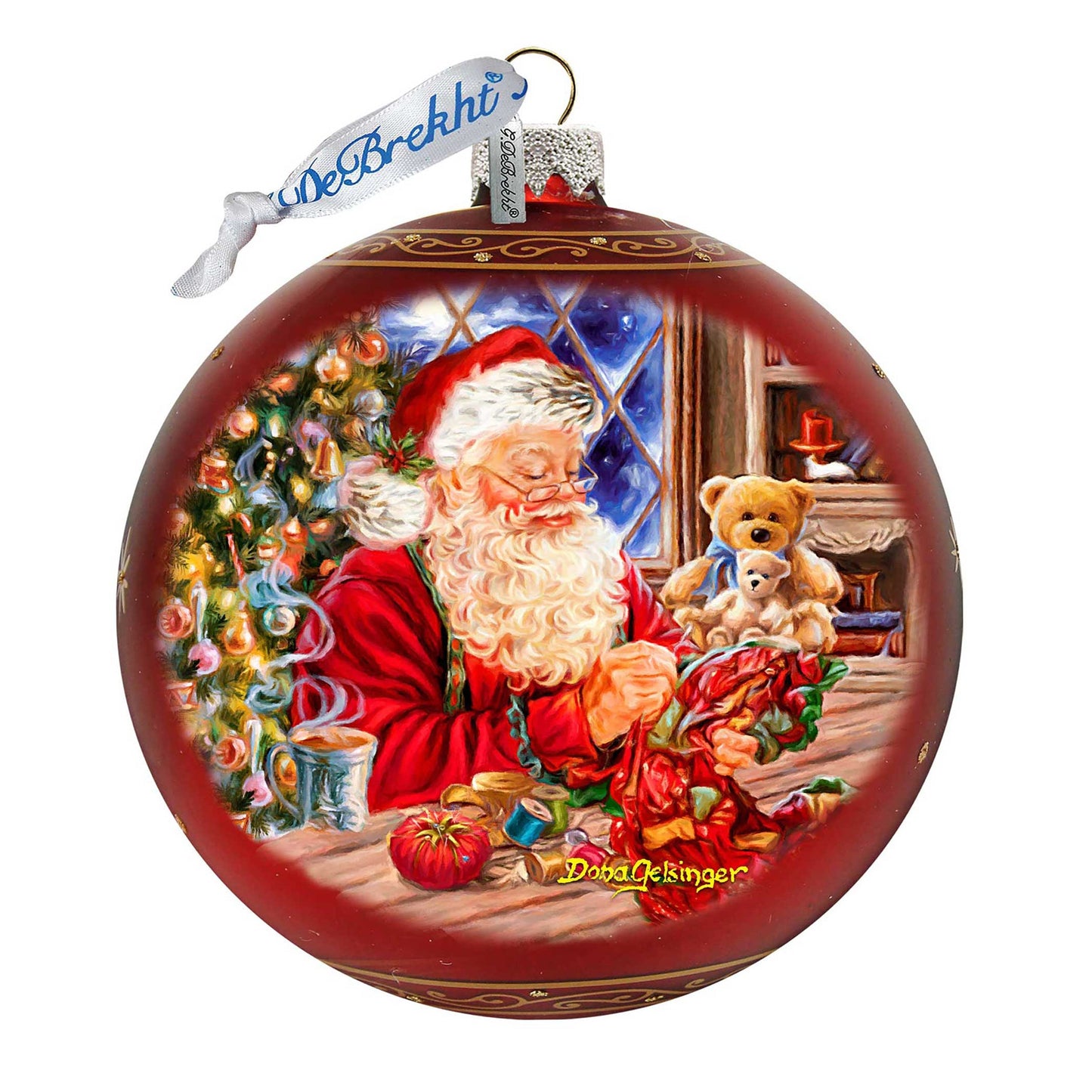 Getting Ready for the Holidays Santa Lg Glass Ornament in Red by Gelsinger - Christmas Decor - 73922R-DG