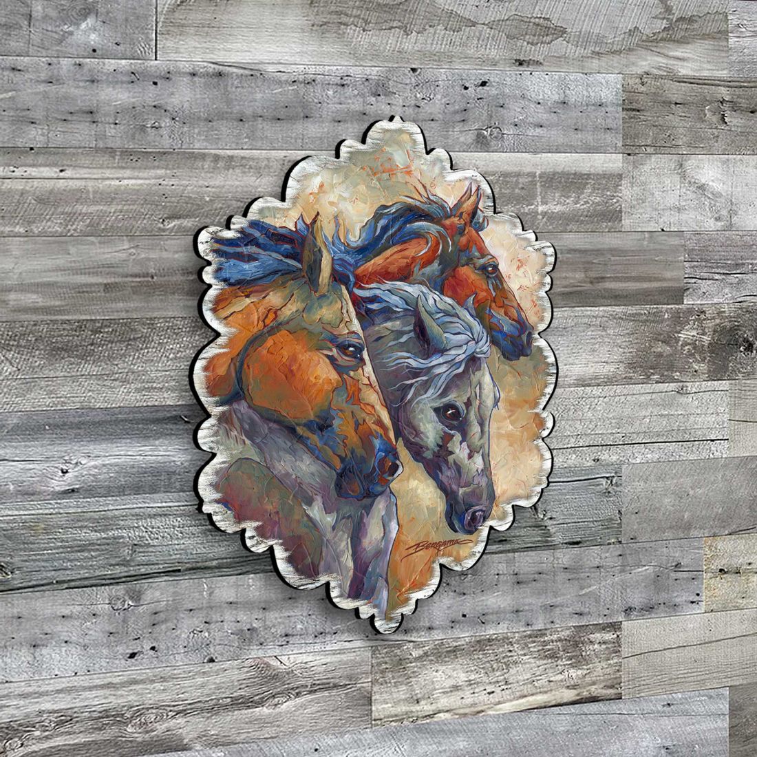 Let Them Run Horse Heads Wall Art by J. Bergsma - Wildlife Holiday Decor - 8591259W-JB