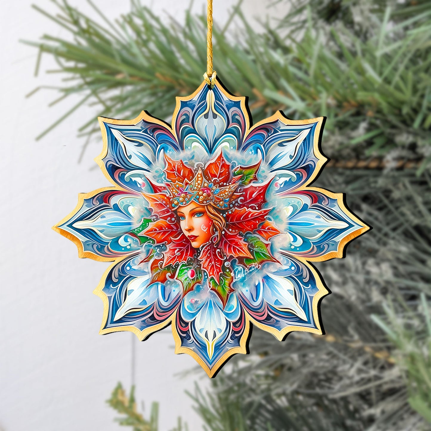 Snow Queen Snowflake Wooden Ornaments by G. Debrekht - Christmas Decor - 8688402