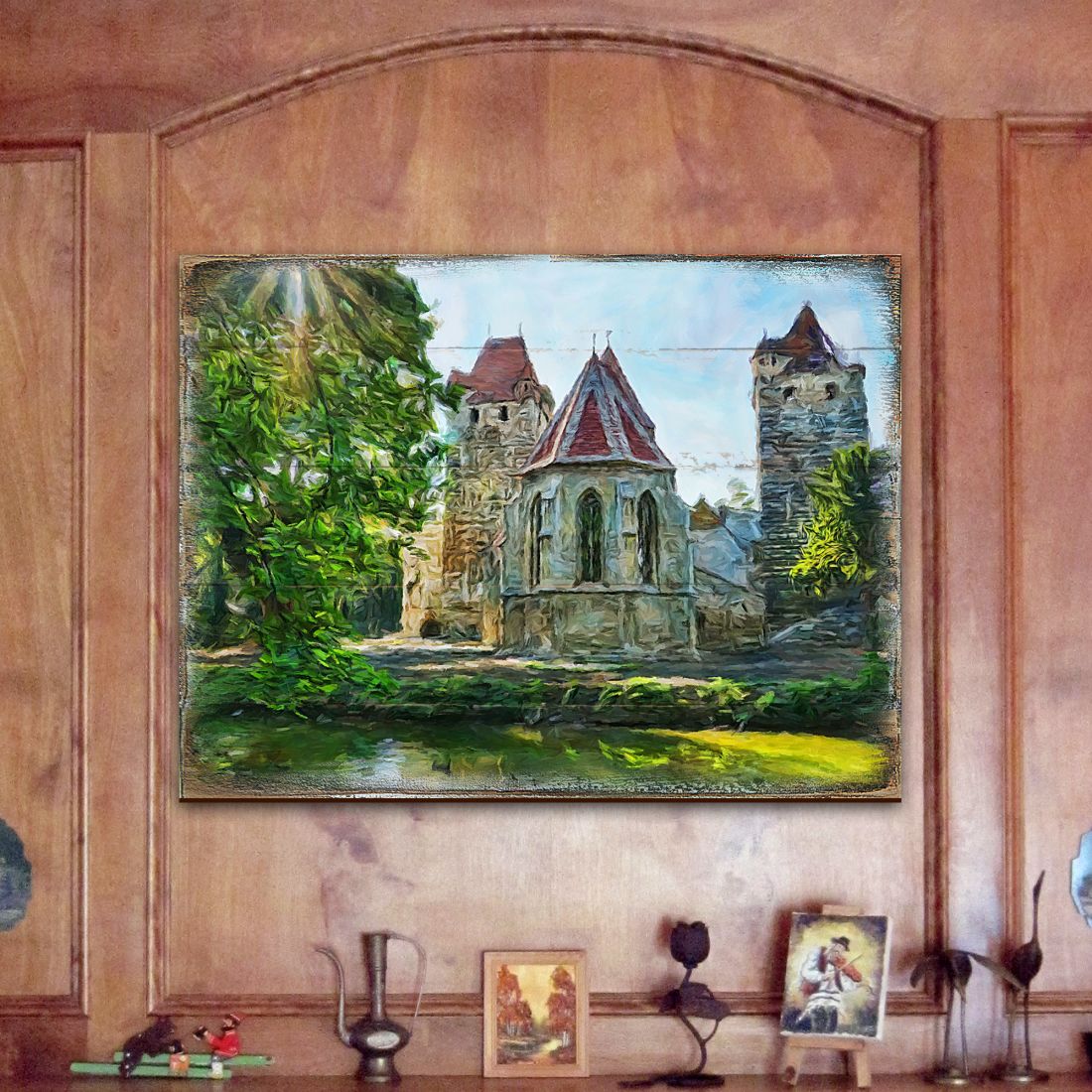 Aleeza Castle Art Wooden Wall Art by Nature Wonders - Nature Wildlife Decor - 95248B