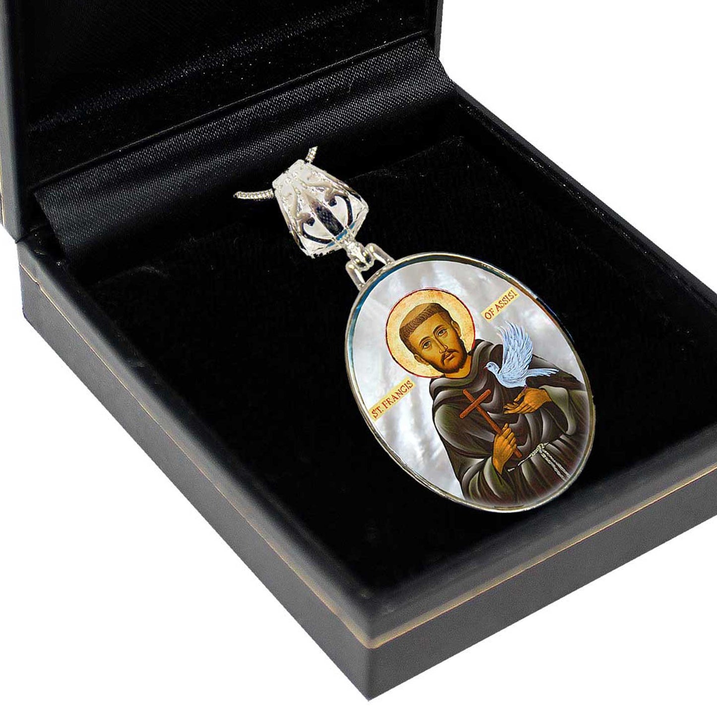 Our Lady of Perpetual Help Silver Plated Mother of Pearl Necklace Jewelry - 43024