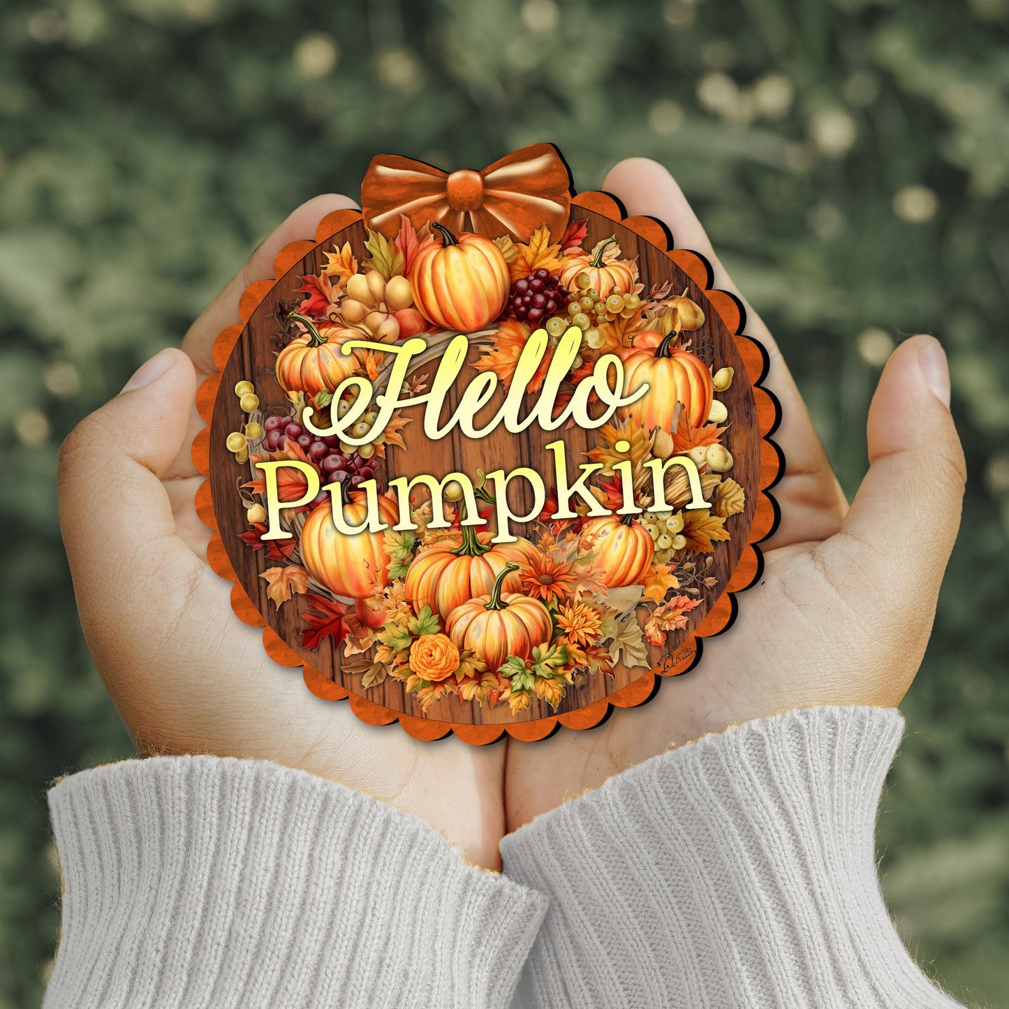 Hello Pumpkin Wooden Ornaments by G. Debrekht Thanksgiving Halloween Décor - 933120