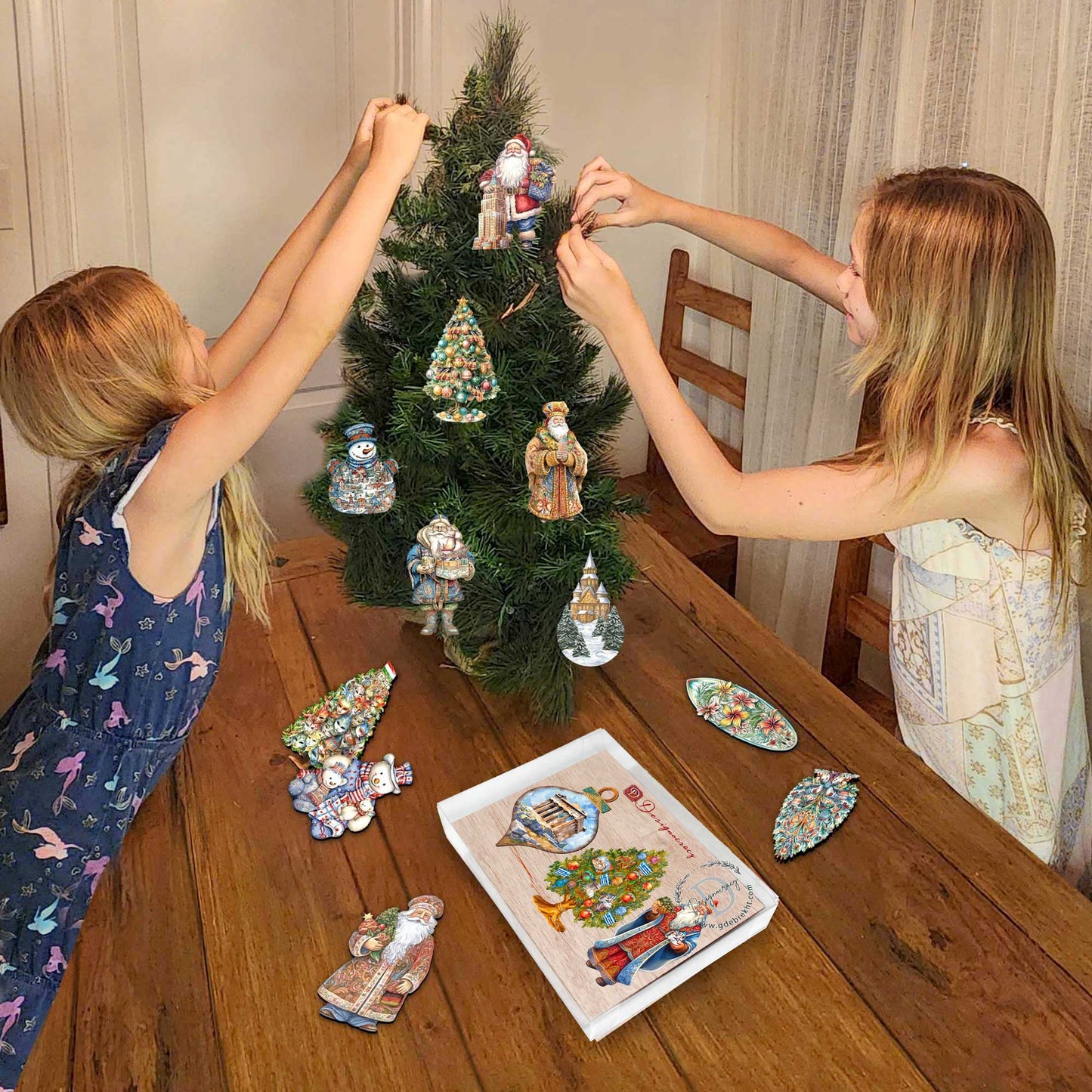 Santas Around the World - Greece Inspired Santa - Wooden Ornaments Set of 3 by G. DeBrekht Christmas Santa Snowman Decor - 8091316S3