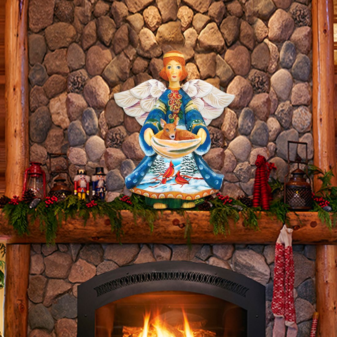 Guardian Angel Deer Nativity Door Decor by G. DeBrekht - Nativity Holiday Decor - 8152510H