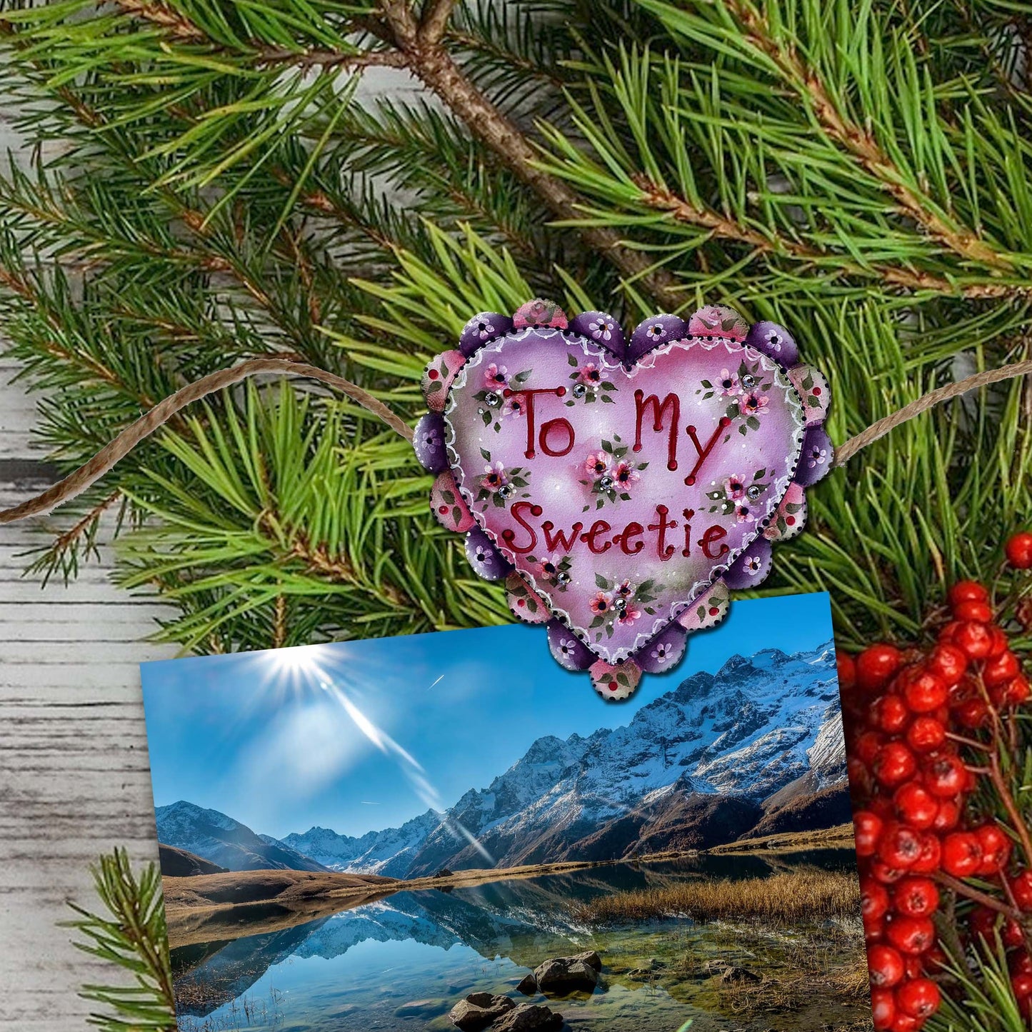 Hearts of Love Decorative Wooden Clip-on Ornaments Set of 6 - Family Love Decor - 8090128C-S6