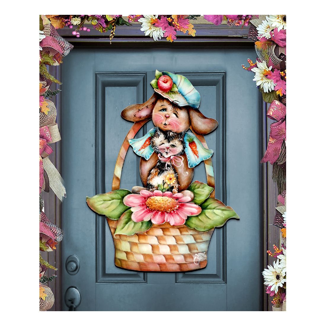 Flower Basket Friends! Easter Door Decor by Jamie Mills-Price - Easter Spring Decor - 8457607H