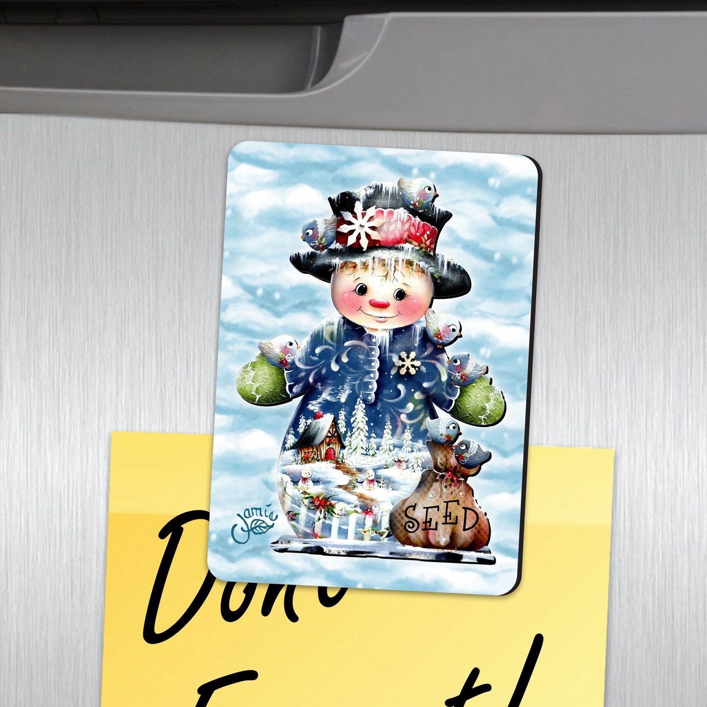 Blue Seed Freezing Friends Shaped Refrigerator Magnets Set of 3