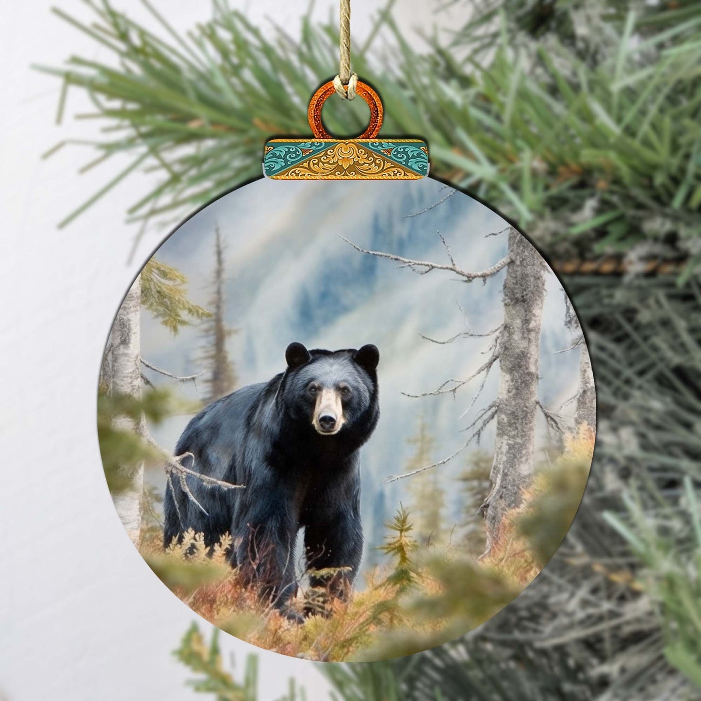 Alaskan Black Bear Journey Wooden Ornaments by G.Debrekht - Wildlife Holiday Decor - 870072