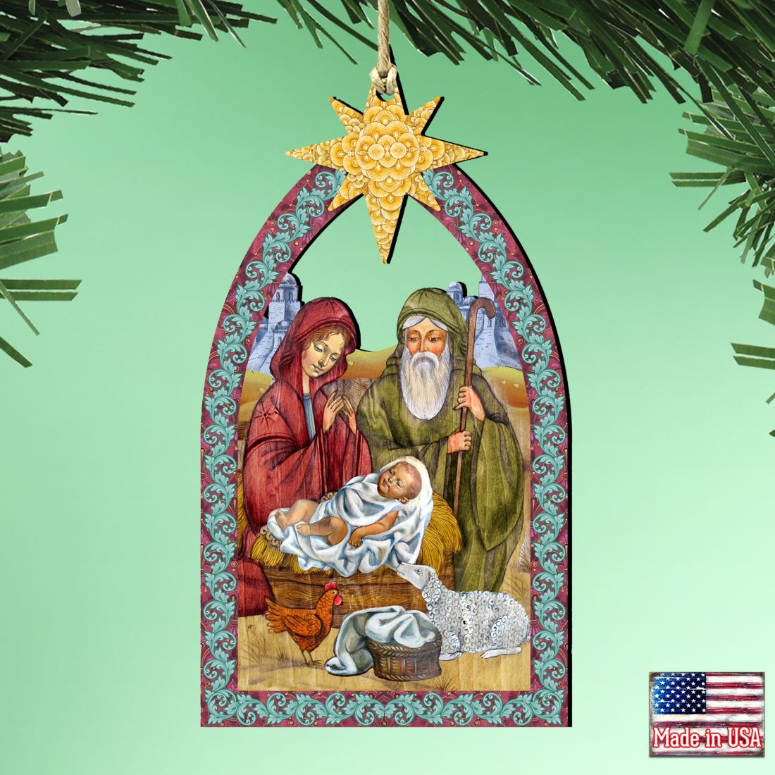 Nativity Manger Star Wooden Ornaments by G. DeBrekht - Nativity Holiday Decor - 8121301