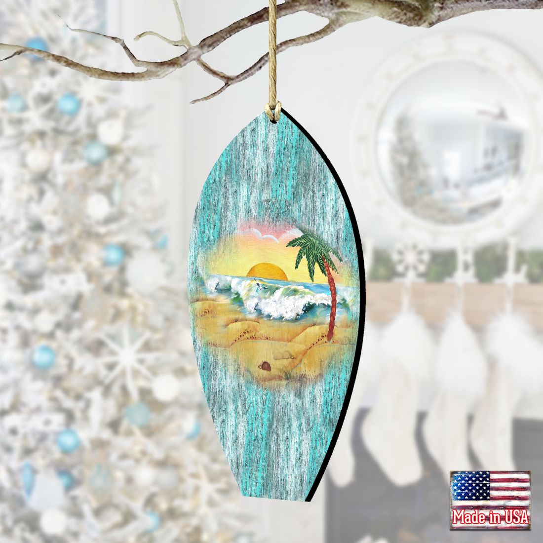 Surfboard Wooden Ornaments by G. DeBrekht - Coastal Holiday Decor - 8198522