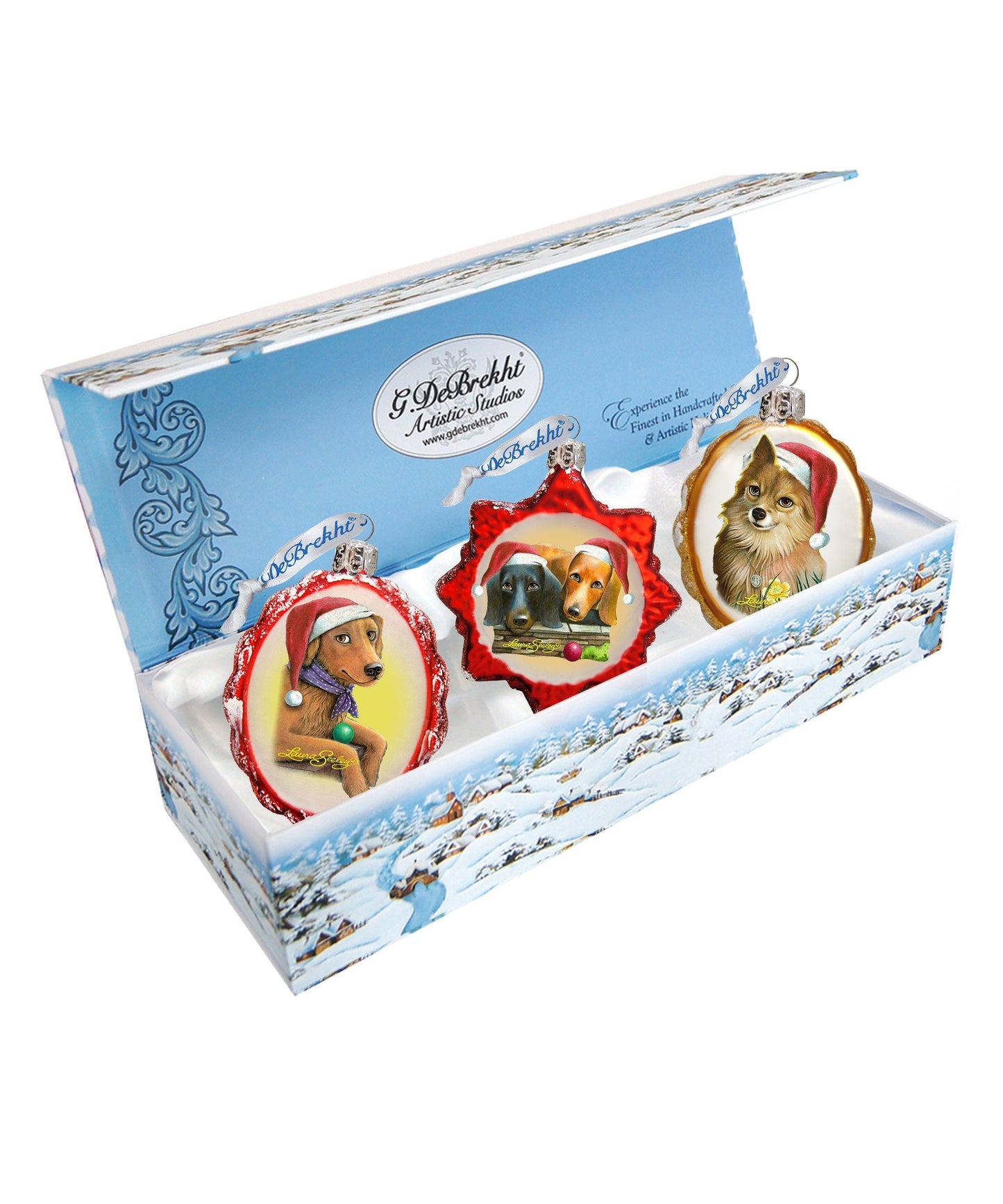 Doggy Mercury Glass Ornaments - Christmas Decor by Laura Seeley - 770144S3-LS