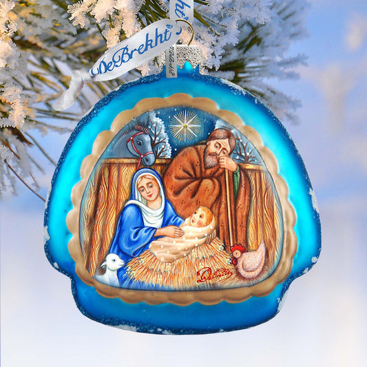 Manger Nativity Glass Ornament by G. DeBrekht - Nativity Holiday Décor - 756-013