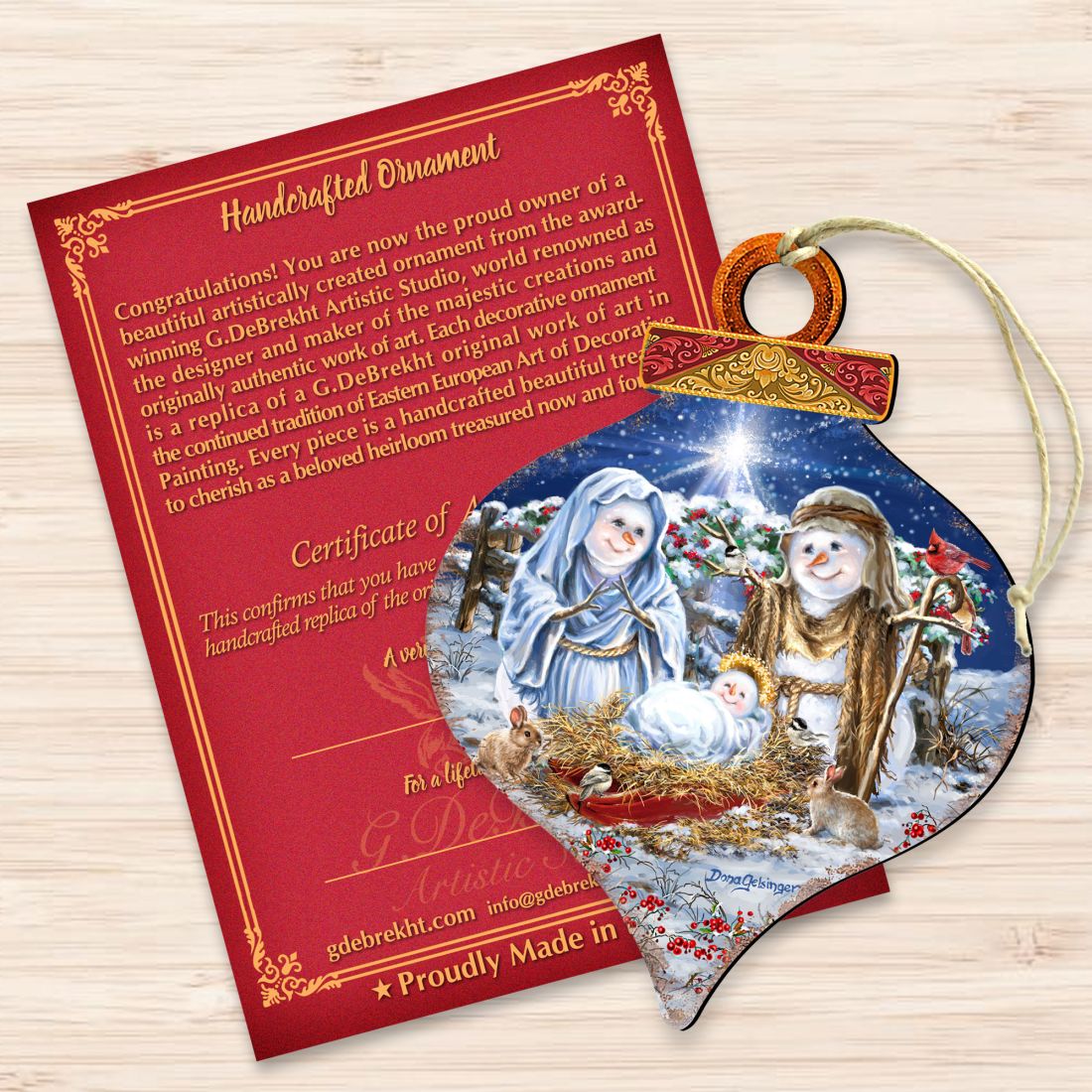 Snow Family Nativity Wooden Ornaments by Gelsinger - Christmas Santa Snowman Decor - 8031153-DG