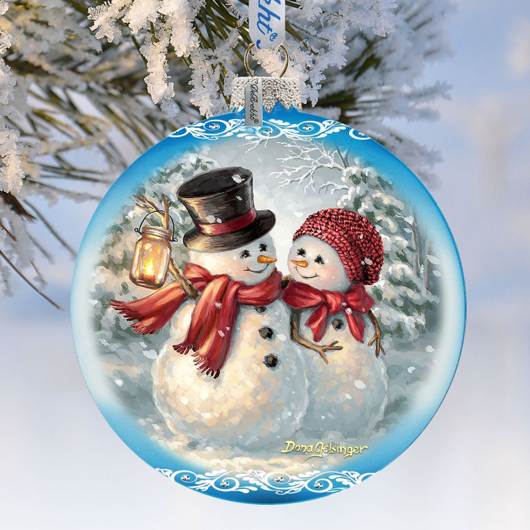 Snow Much in Love Glass Ornament Limited Edition by D. Gelsinger - Christmas Santa Snowman Decor - 73889-1708