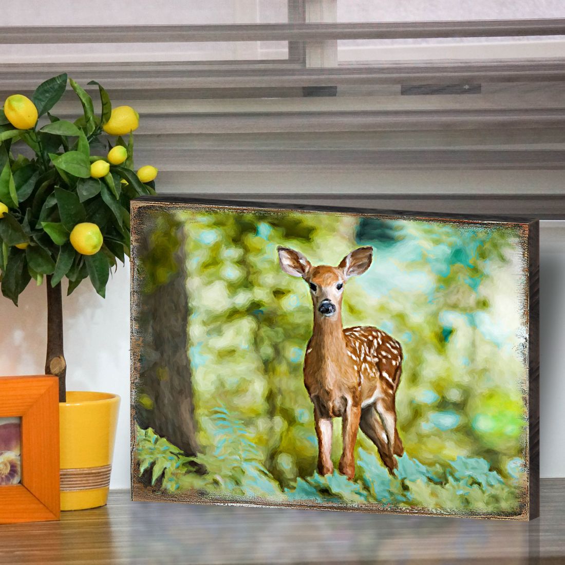 Forest Deer Art Wooden Wall Art by Nature Wonders - Nature Wildlife Decor  - 95290B