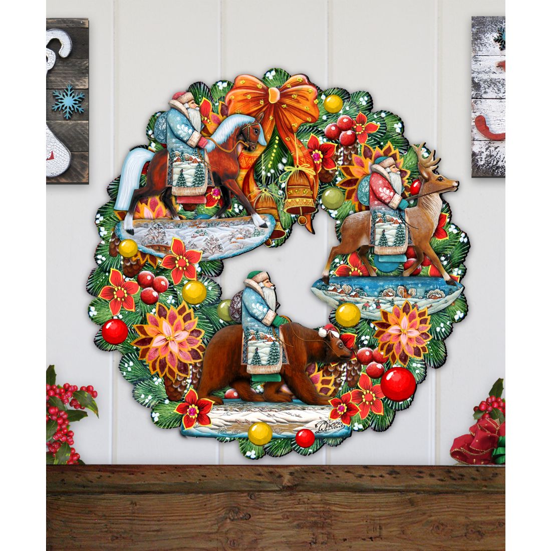 Traveling Santa Holiday Door Wreath by G. DeBrekht - Christmas Decor - 8185307-2H