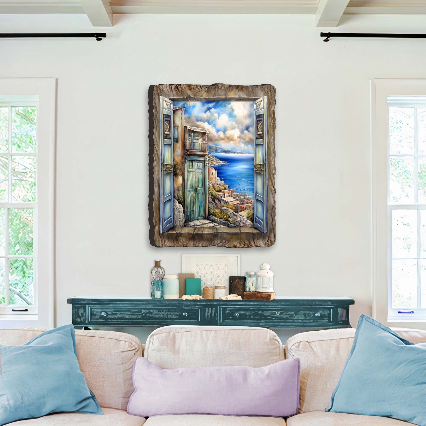 Coastal View Landscape Window Wall Art by G. DeBrekht Coastal Decor - 8492108W