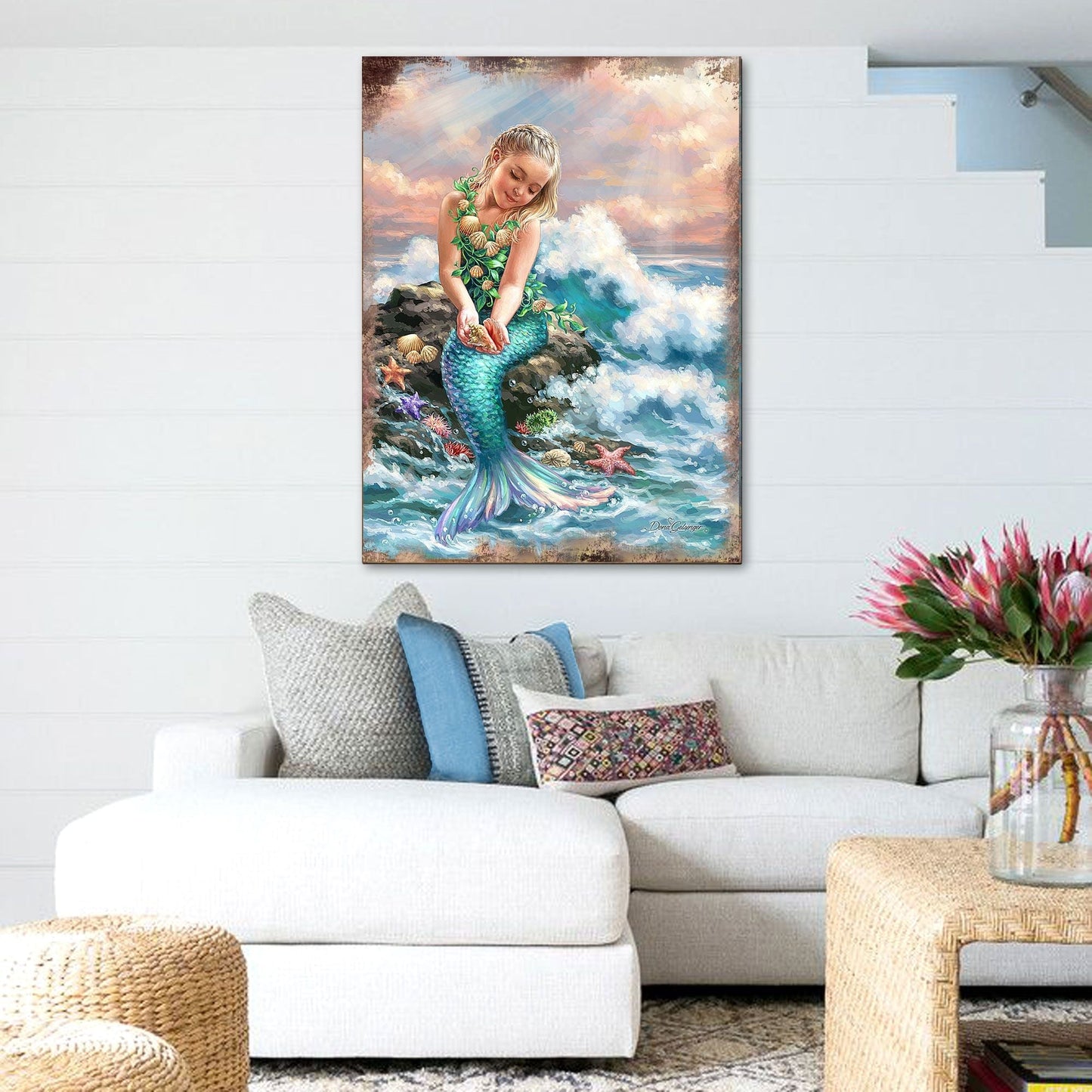 Princess of The Sea Wooden Coastal Wall Art by D. Gelsinger - Coastal Holiday Decor - 95652B-1611