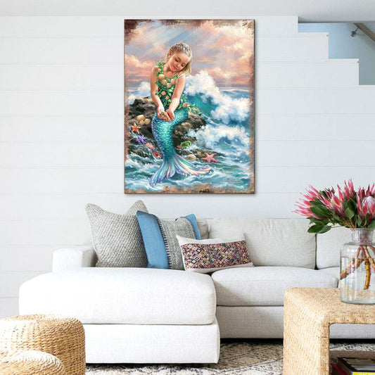 Princess of The Sea Wooden Coastal Wall Art by D. Gelsinger - Coastal Holiday Decor - 95652B-1611