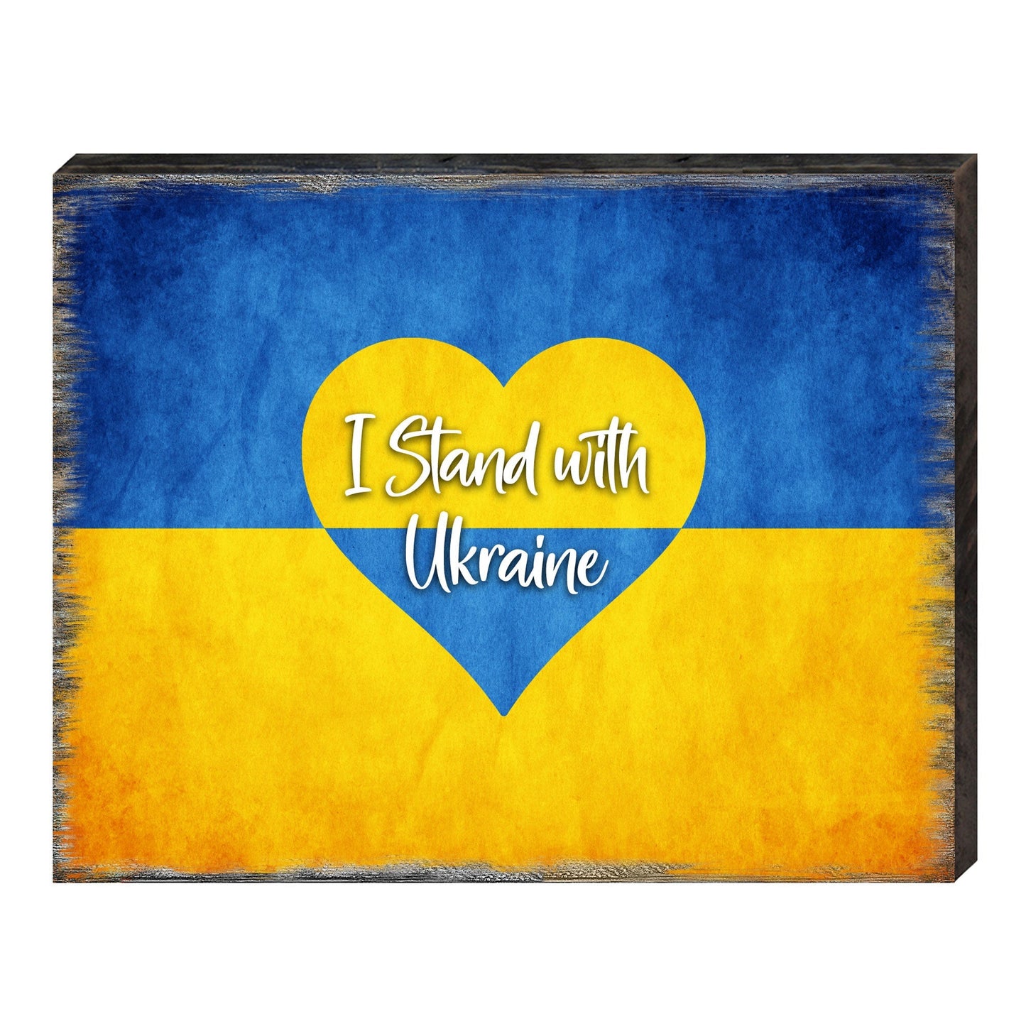 I Stand with Ukraine Heart Wooden Wall Art - International Decor - 95121-2B